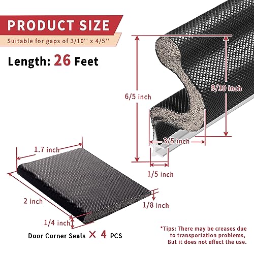 Fingwerk 26 Feet Long Reach Weather Stripping Seal With 4 PCS Corner Seals, V-Shaped Replacement Strip Foam Kerf Insulation for Door Frame (Black) - Image 5