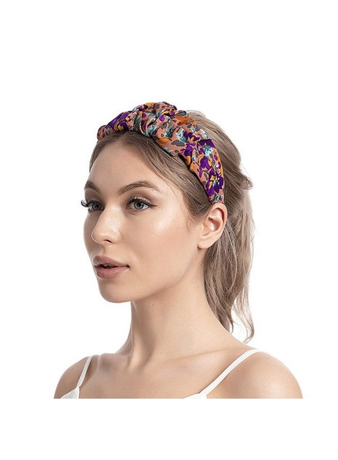 Wiwpar Boho Headband Floral Wide Headband Vintage Wide Head Hair Band Hair Hoop Hair Accessories For Women (Style 3) - Image 1
