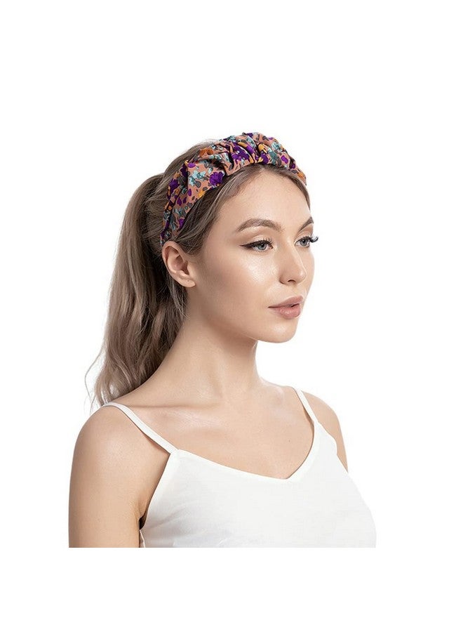 Wiwpar Boho Headband Floral Wide Headband Vintage Wide Head Hair Band Hair Hoop Hair Accessories For Women (Style 3) - Image 2