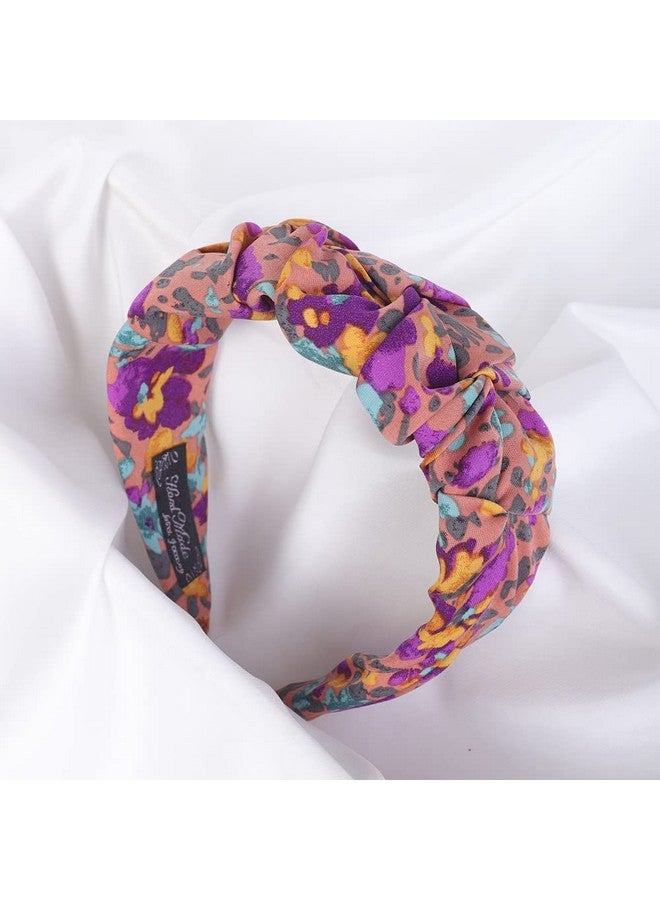 Wiwpar Boho Headband Floral Wide Headband Vintage Wide Head Hair Band Hair Hoop Hair Accessories For Women (Style 3) - Image 4