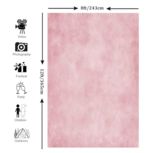 Haboke Abstract Pink 8x12ft Professional Photography Backdrop for Adult Portrait Photo Props Booth Background Photoshoot Studio with Thick Ployester Fabric Roller Pocket on Top - Image 2