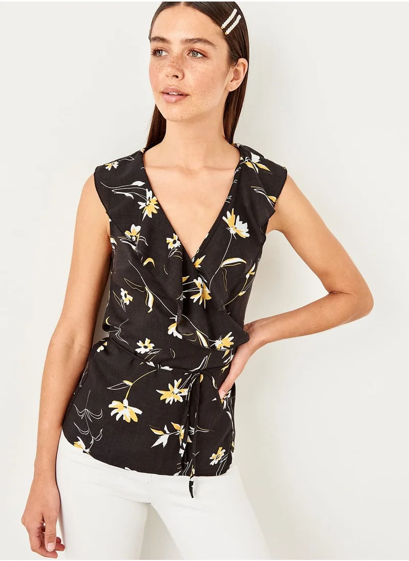 trendyol Ruffle Detail Floral Print Top