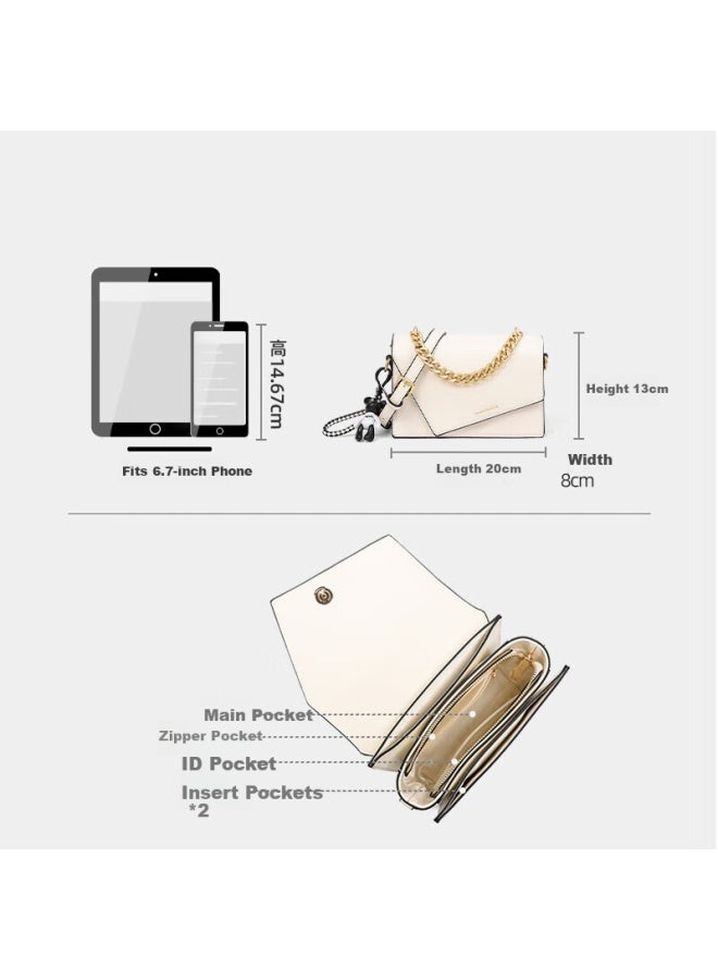 Yuyula Leather Handbag, Women's Crossbody Bag, Light Luxury Brand Shoulder Bag, Small Square Bag, Birthday And New Year Gift For Women And Girlfriends - Image 2