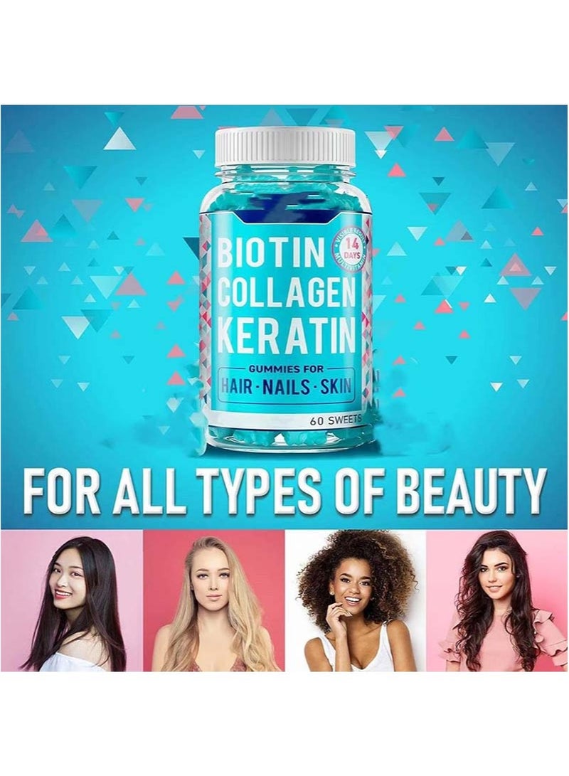 Wins Town Hair Skin & Nails Gummies with Biotin | Premium Hair Growth Vitamins with Keratin and Collagen Gummies for Nail Growth | Biotin Gummies with Essential Hair and Nails Vitamins for Women and Men, 60 Gummies - Image 3