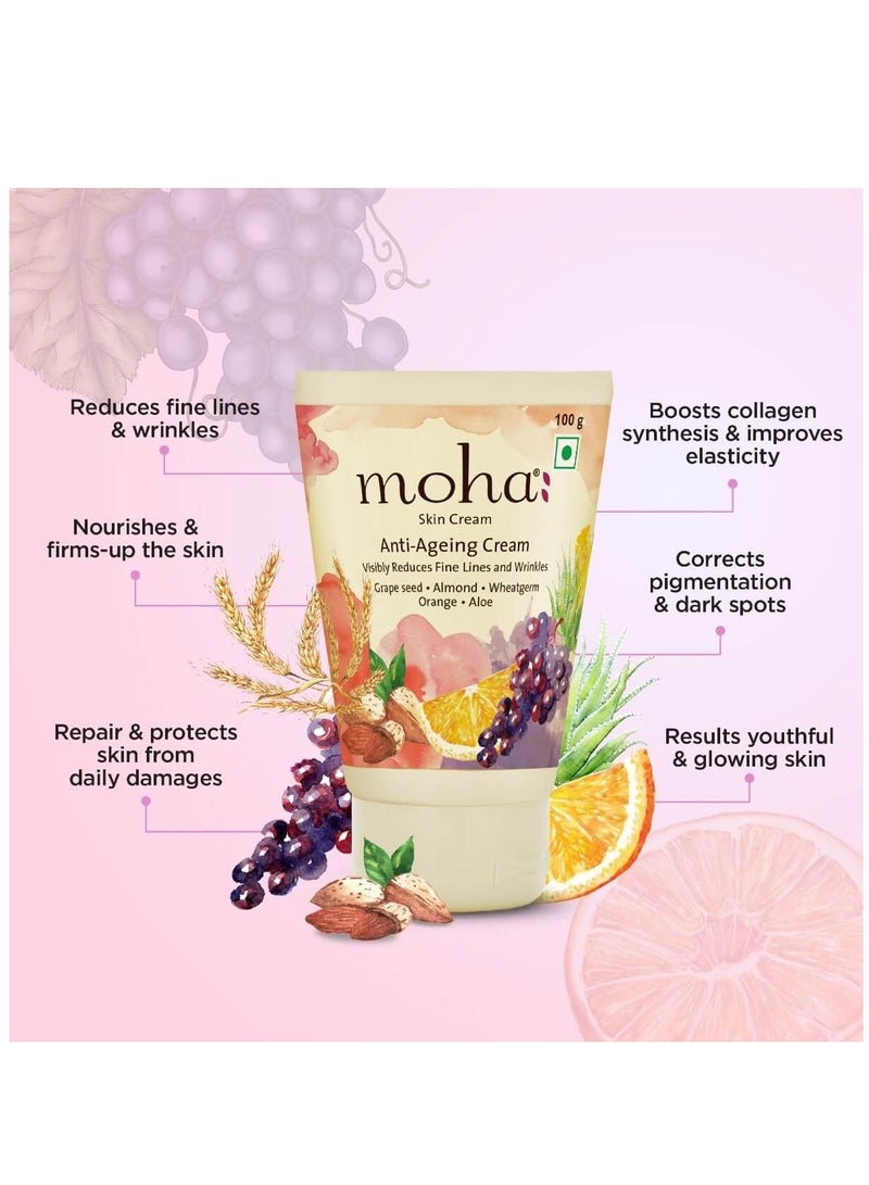 MOHA  Anti Ageing Skin Cream Youthful and Glowing Skin  With The Blend Of Pure Herbal Oils Reduces Fine Lines Wrinkles Pigmentation Dark Spots  Suitable For All Skin Types 100gm - Image 3