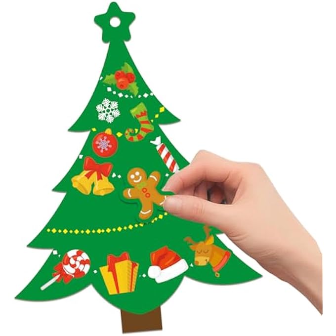 24 PCS DIY CHRISTMAS TREE PAPER CRAFT KIT HANGING ORNAMENTS DIY CHRISTMAS CRAFTS CARD MAKING KIT FOR KIDS HOLIDAY FAVOR DECORATIVE STICKER XMAS PARTY SUPPLIES WATERPROOF STICKERS - Image 3