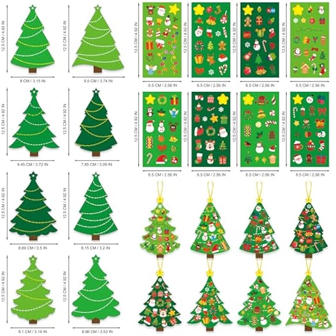 24 PCS DIY CHRISTMAS TREE PAPER CRAFT KIT HANGING ORNAMENTS DIY CHRISTMAS CRAFTS CARD MAKING KIT FOR KIDS HOLIDAY FAVOR DECORATIVE STICKER XMAS PARTY SUPPLIES WATERPROOF STICKERS - Image 5