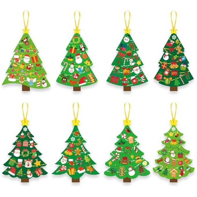 24 PCS DIY CHRISTMAS TREE PAPER CRAFT KIT HANGING ORNAMENTS DIY CHRISTMAS CRAFTS CARD MAKING KIT FOR KIDS HOLIDAY FAVOR DECORATIVE STICKER XMAS PARTY SUPPLIES WATERPROOF STICKERS - Image 1