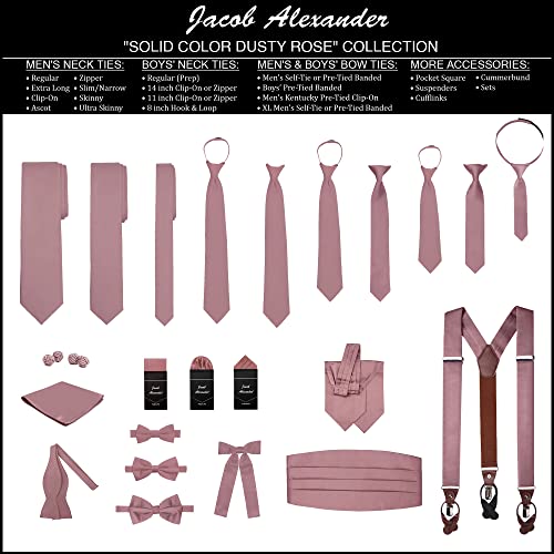 Jacob Alexander Solid Color Men's Regular Tie - Dusty Rose - Image 5