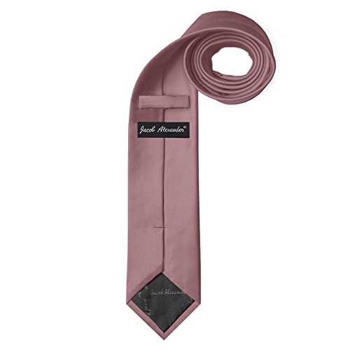 Jacob Alexander Solid Color Men's Regular Tie - Dusty Rose - Image 2