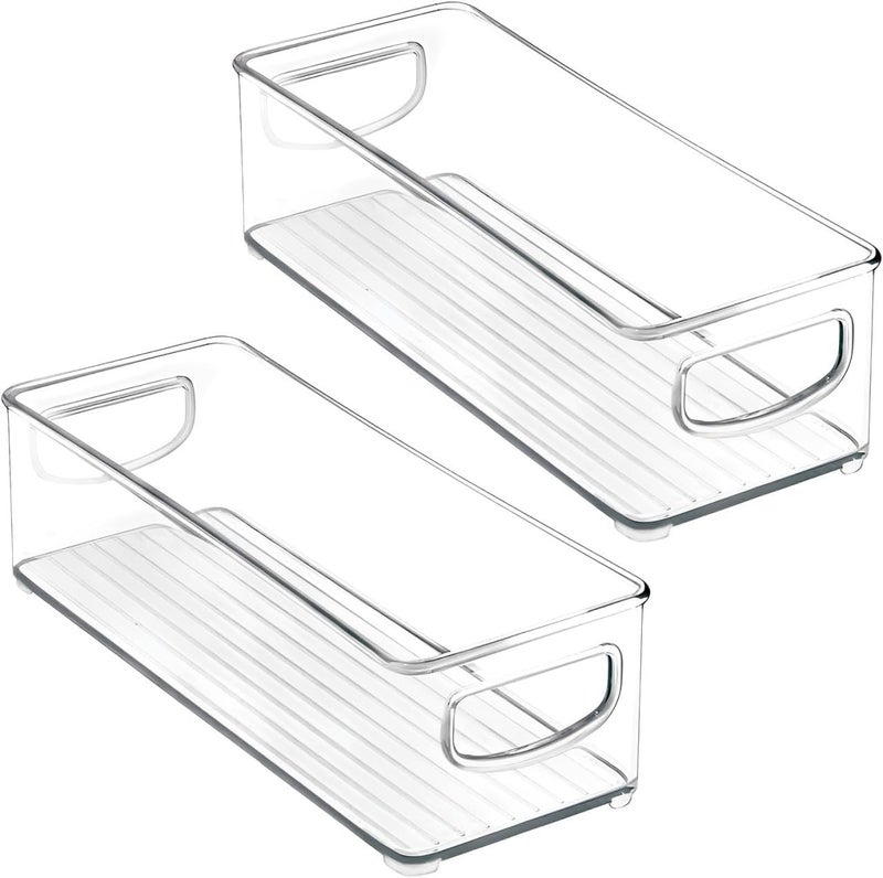 INKULTURE Acrylic Fridge Organiser | Fridge Storage Boxes | Refrigerator Storage Containers | Pack Of 02 | For Vegetable, Fruits Etc | Size-10"X 4" X 3.0", Transparent - Image 1