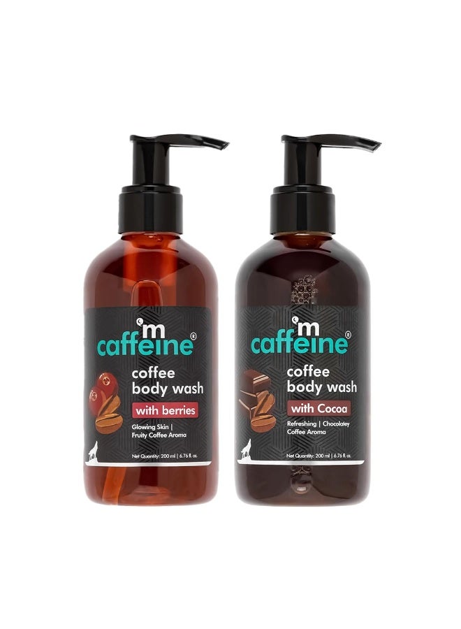 إم كافيين عبوة غسول الجسم إم كافيين بالقهوة والكافيين مع جل استحمام بالتوت والكاكاو | عطر منعش مع فوائد إزالة السموم والتنظيف العميق | جل استحمام | للرجال والنساء ولجميع أنواع البشرة | 400 مل - Image 1