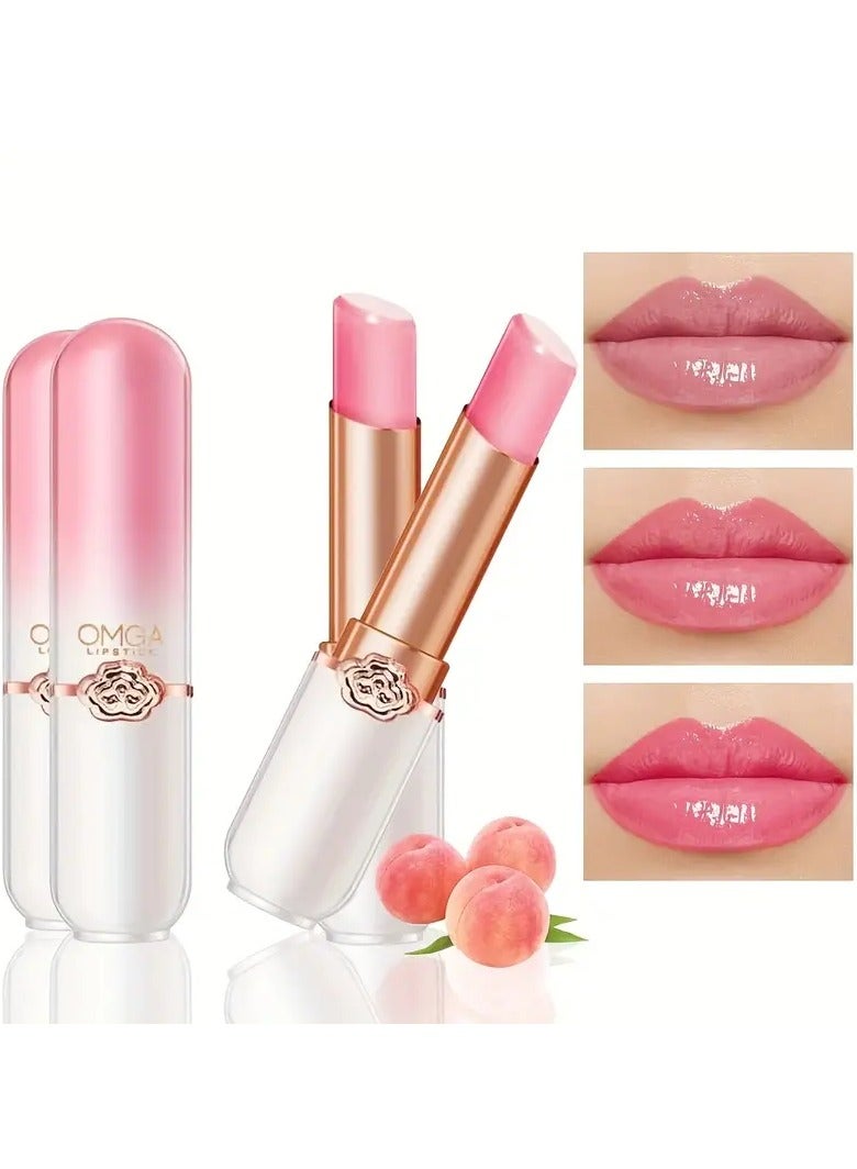 OMGA Peach Temperature Changing Color Lip Balm, Long Lasting Hydrating And Nourishing Lip Gloss, Jelly Lipsticks, Valentine's Day Gifts For Women Valentine's Day Gifts Contain Plant Squalane - Image 1