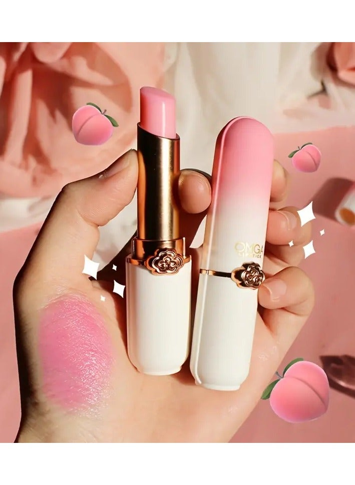 OMGA Peach Temperature Changing Color Lip Balm, Long Lasting Hydrating And Nourishing Lip Gloss, Jelly Lipsticks, Valentine's Day Gifts For Women Valentine's Day Gifts Contain Plant Squalane - Image 2