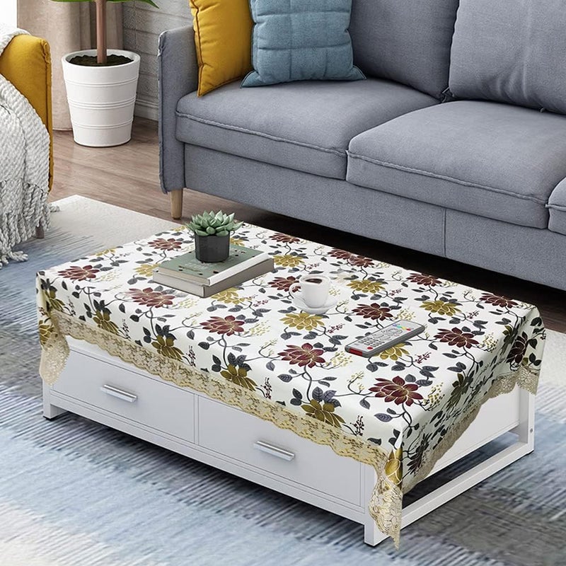 Homerz Premium Center Table Cover, Waterproof and Dustproof (Brown Lotus New, 40x60 inch- Center Table) - Image 5
