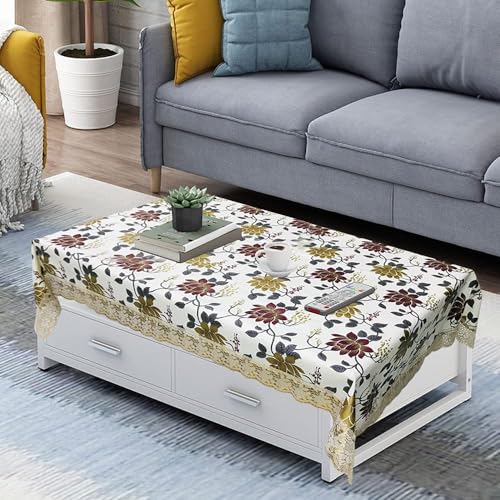 Homerz Premium Center Table Cover, Waterproof and Dustproof (Brown Lotus New, 40x60 inch- Center Table) - Image 1