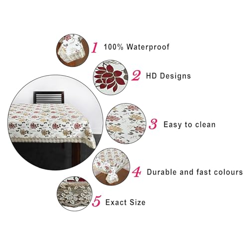 Homerz Premium Center Table Cover, Waterproof and Dustproof (Brown Lotus New, 40x60 inch- Center Table) - Image 3
