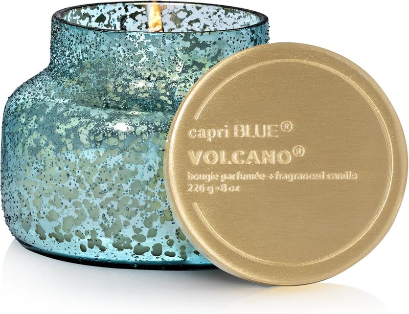 Capri Blue Volcano Scented Candles Glass Jar Aqua Opaline Blue, 8 oz - Image 1