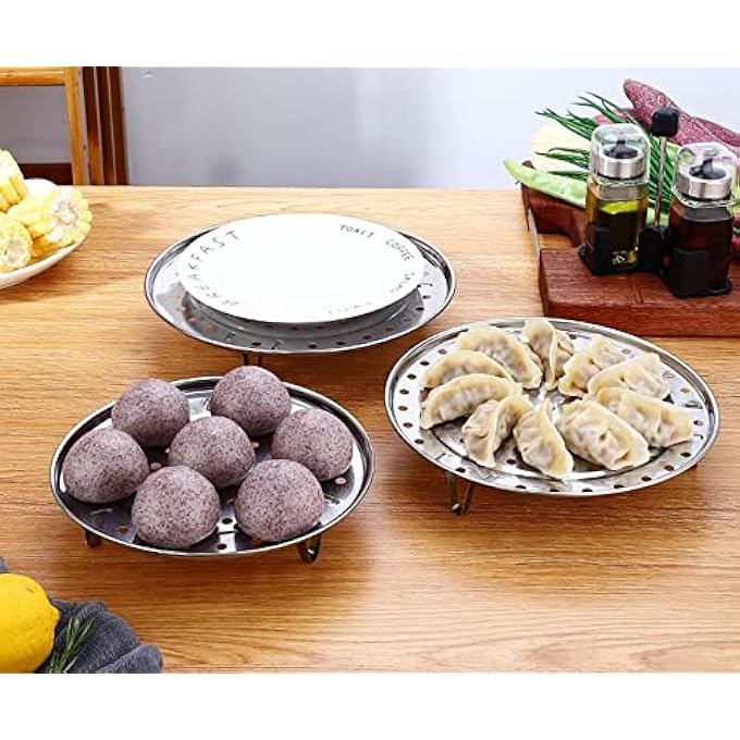 MAKINGTEC Stainless Steel Round Steamer Rack Plate ThreeLegged Steaming Stand For Home Kitchen Cooking Small Size - Image 3