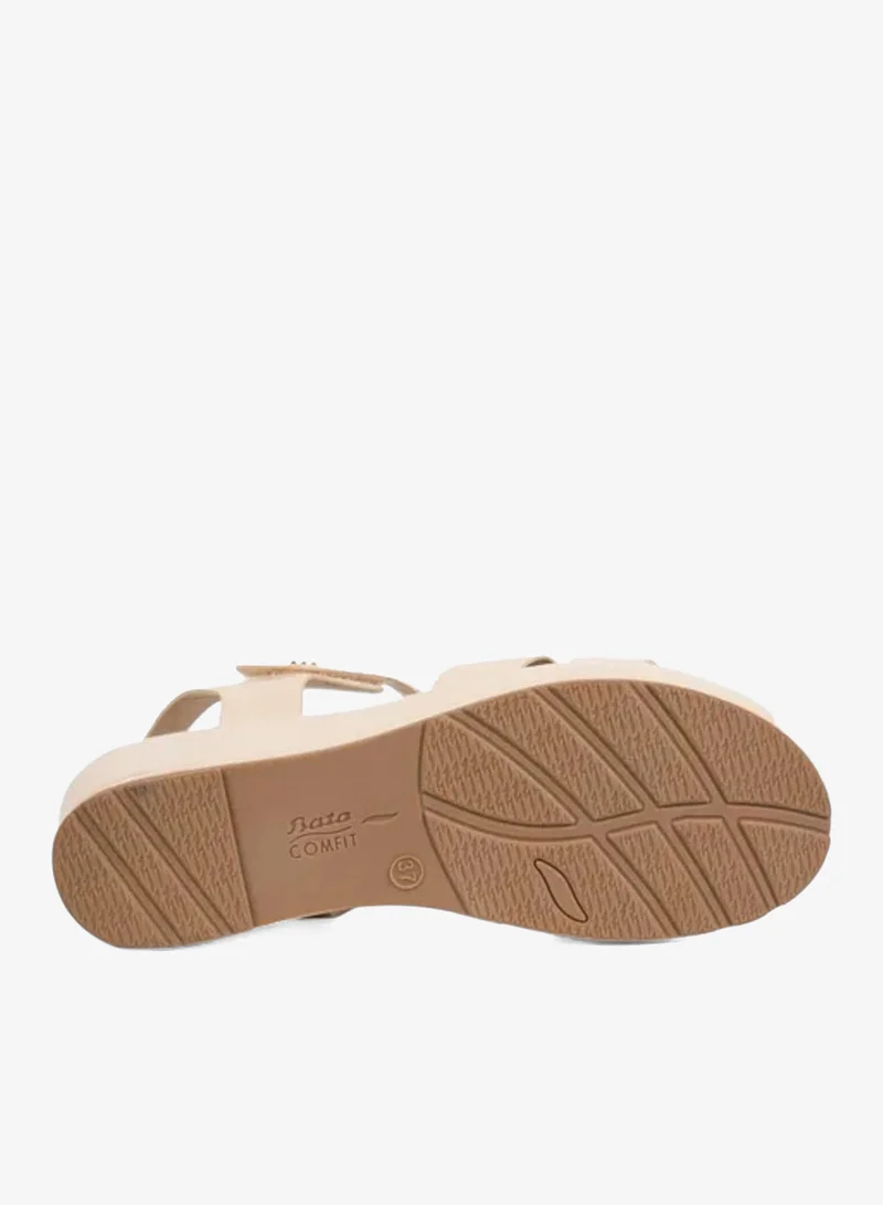 Bata Beige Comfit Wellness Wedge Sandals for Women | Best Price UAE