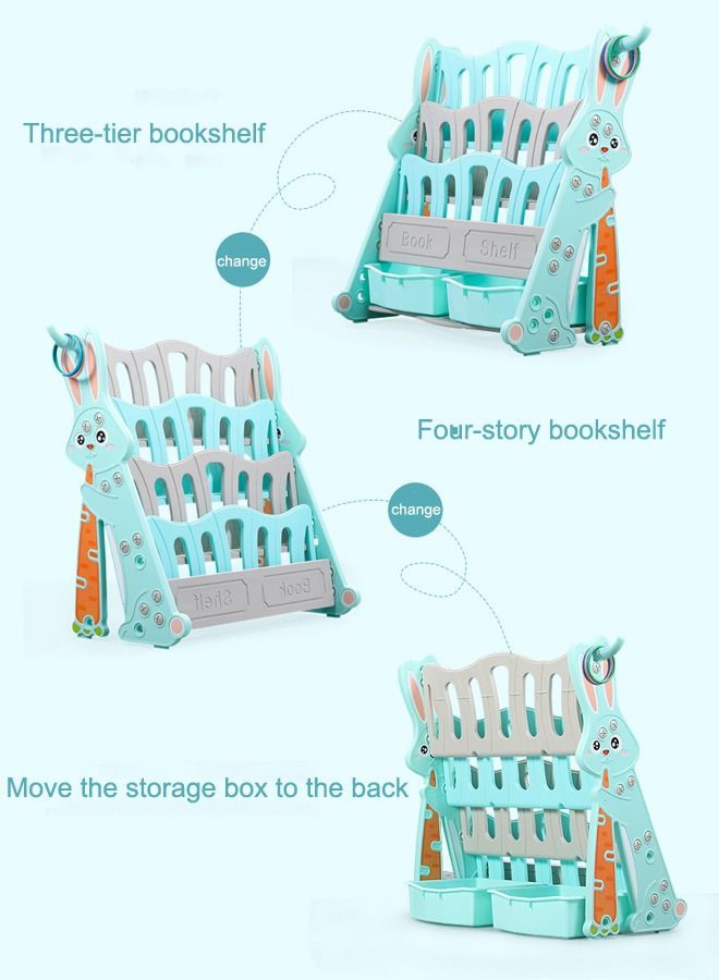 JSAITOYS Rabbit Design Plastic 4 Layer Bookshelves Toy Storage Case Rack  - Image 3