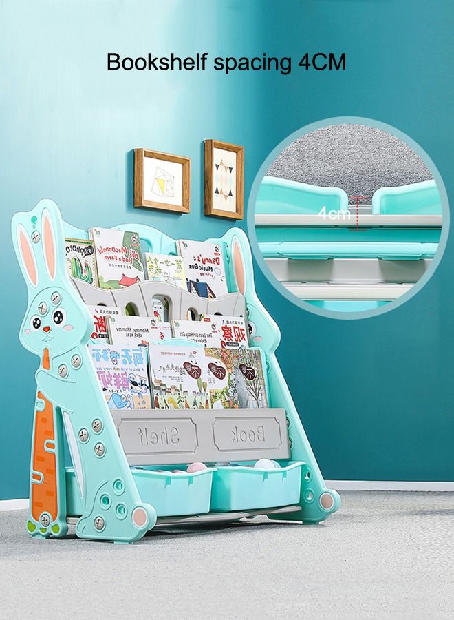 JSAITOYS Rabbit Design Plastic 4 Layer Bookshelves Toy Storage Case Rack  - Image 4