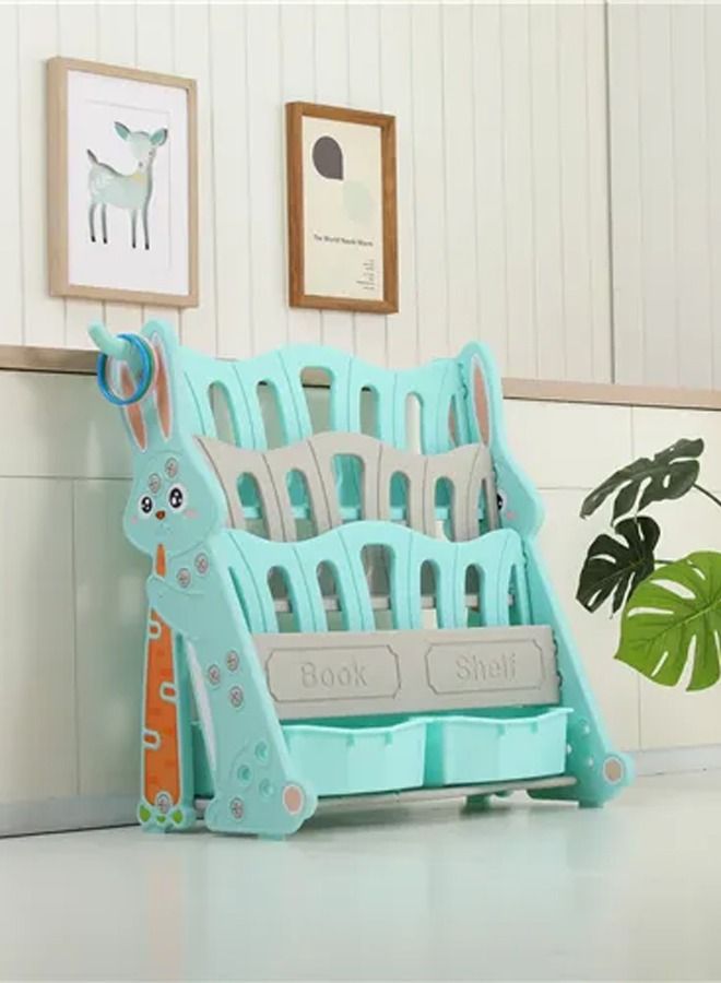 JSAITOYS Rabbit Design Plastic 4 Layer Bookshelves Toy Storage Case Rack  - Image 1