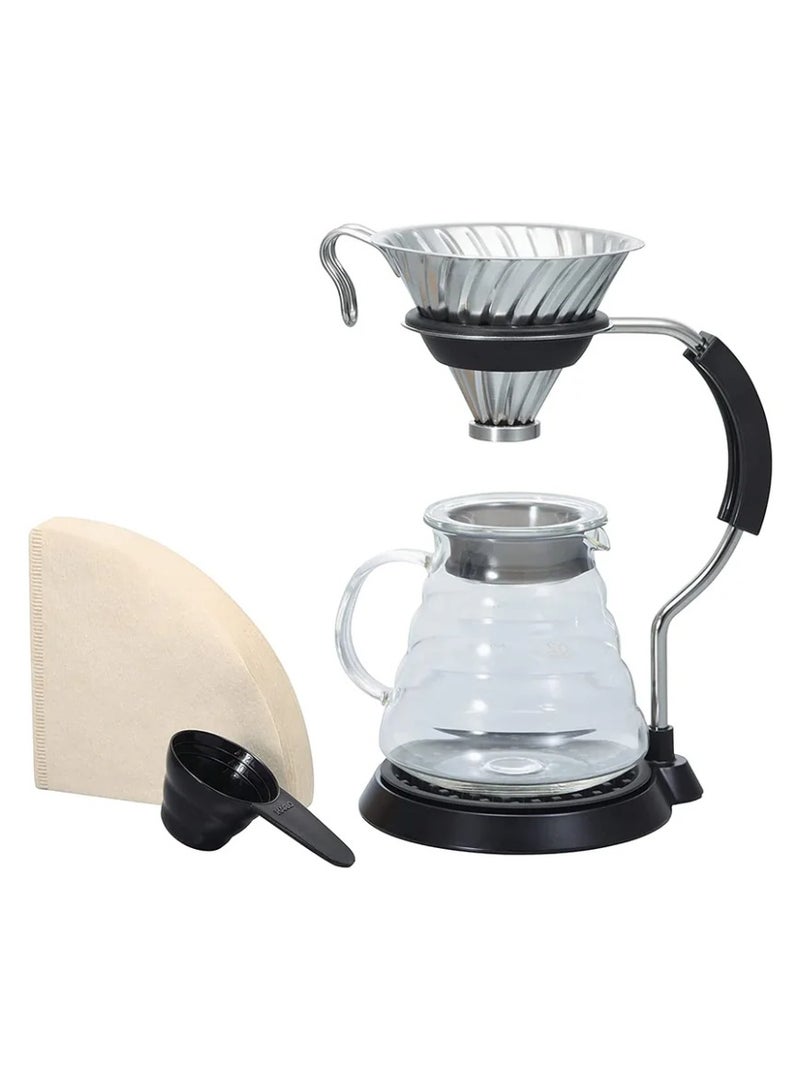 هاريو مجموعة قطارة زجاجية بحامل ذراع V60، أسود - Image 1