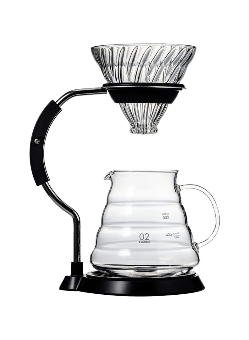 هاريو مجموعة قطارة زجاجية بحامل ذراع V60، أسود - Image 3