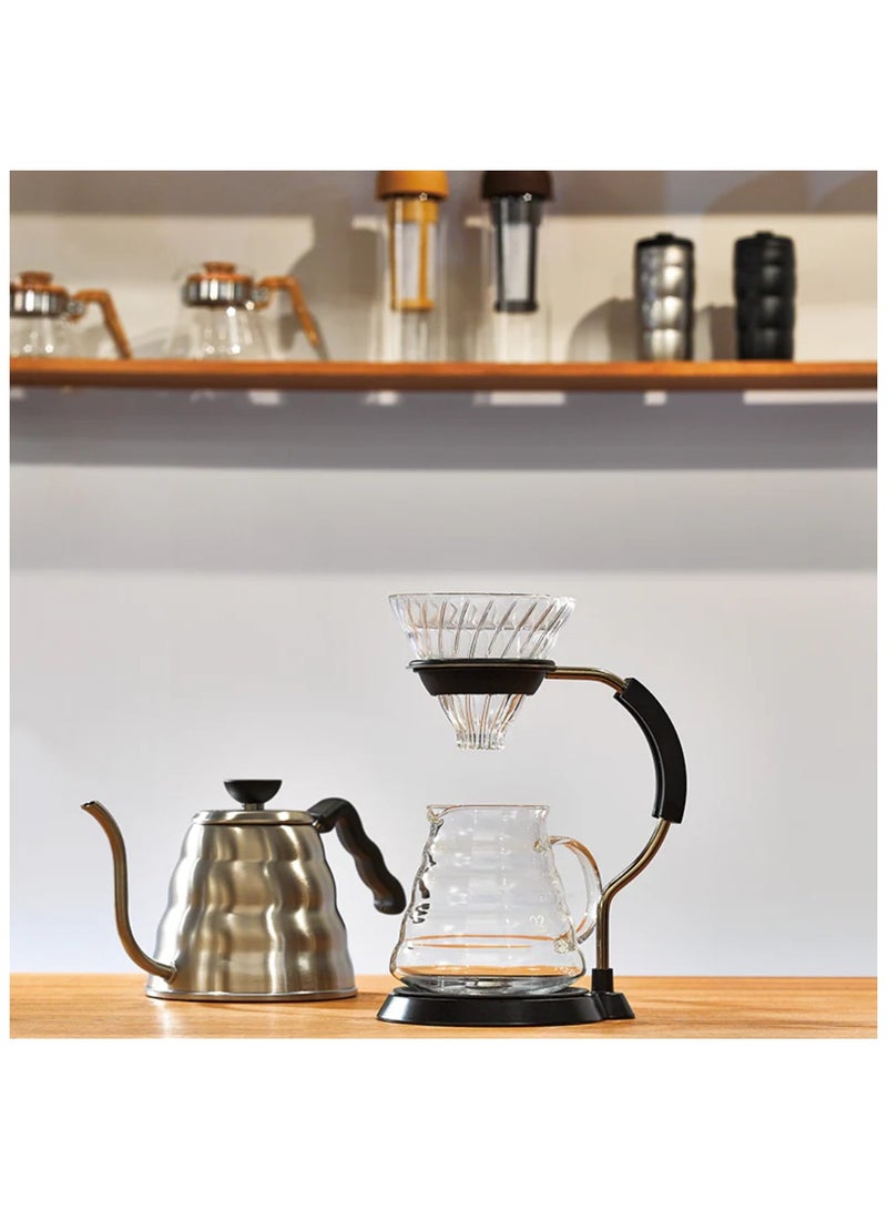 هاريو مجموعة قطارة زجاجية بحامل ذراع V60، أسود - Image 5