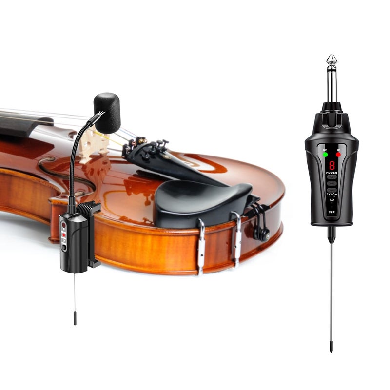ACEMIC UHF Wireless Violin Microphone System Wireless Transmitter and Receiver Clipon Instrument Microphones Systems Mic for Violin Musician Active PA Systems VT5