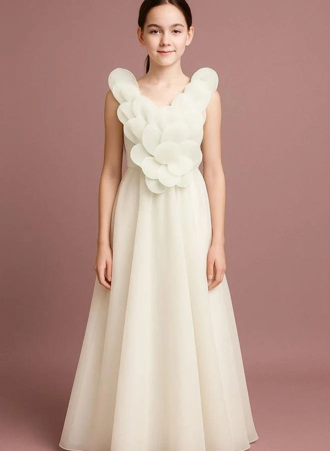 فيا بامبينو Girl Dress POR 3181 Off-White