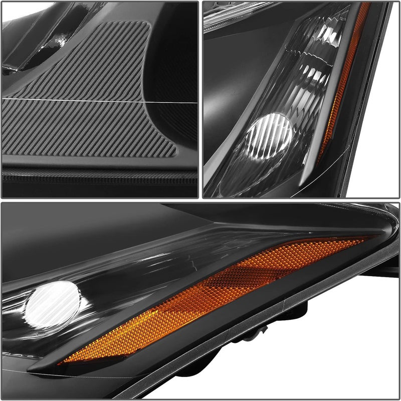 DNA MOTORING مصابيح بروجكتور DNA MOTORING HL-OH-LES07-BK-AM لسيارة لكزس ES350 من 2007-2009، هيكل أسود/عدسة شفافة/عاكس برتقالي - Image 4