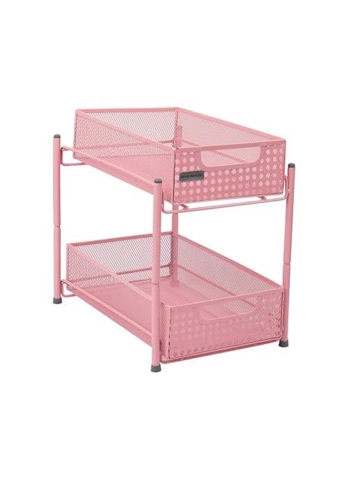 Mind Reader Mind Reader Accessory Organizer Supply Storage Makeup Crafts Office Metal Mesh 8L x 125W x 1125H Pink 