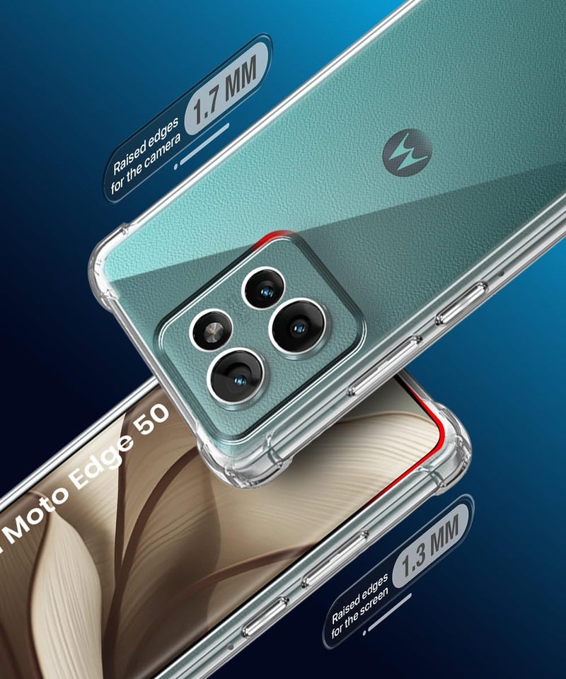 WOW IMAGINE Clear Back Cover Case for Motorola Moto Edge 50 5G | Shockproof Soft TPU Case | Cushioned Edges for Ultimate Protection Back Cover Case - Transparent - Image 5