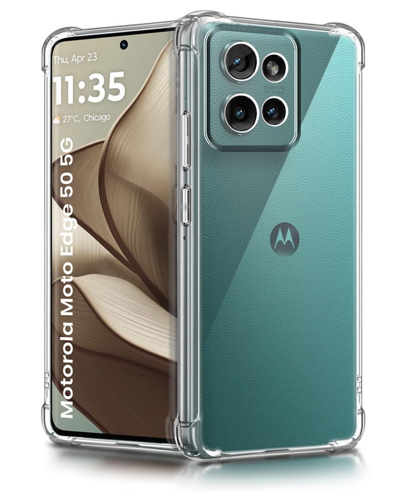 WOW IMAGINE Clear Back Cover Case for Motorola Moto Edge 50 5G | Shockproof Soft TPU Case | Cushioned Edges for Ultimate Protection Back Cover Case - Transparent - Image 1