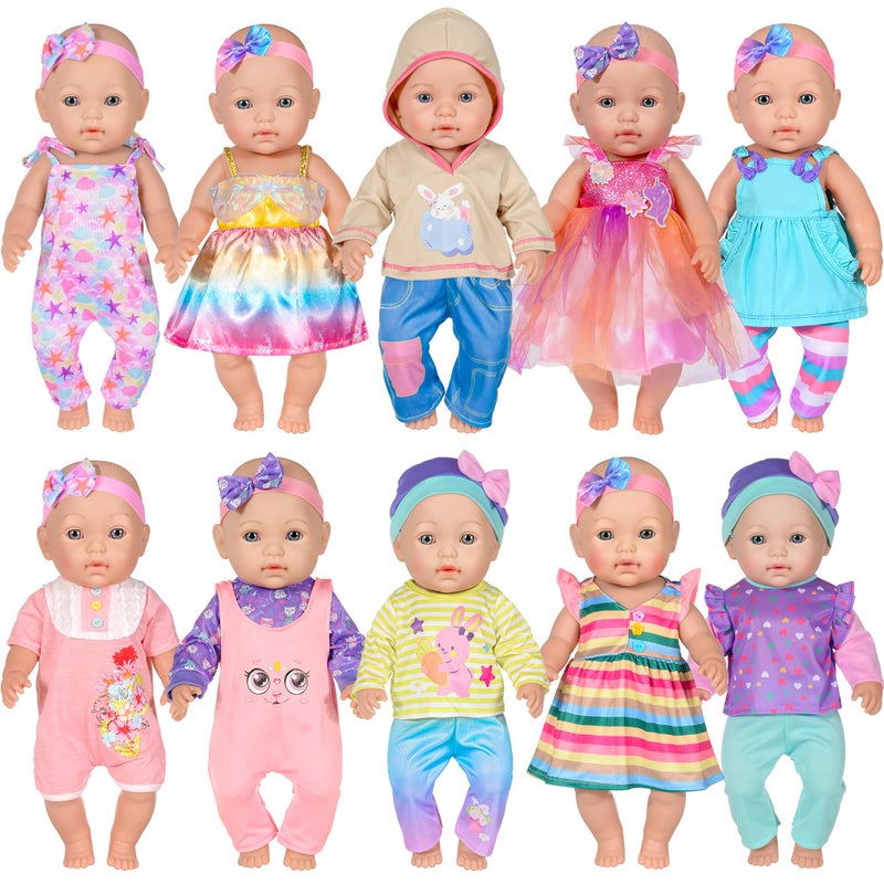 iBayda 10 Sets Doll Clothes and Accessories Include Rompers Outfits for 1417 Inch 3543cm New Born Baby Dolls Doll Not Included - Image 3