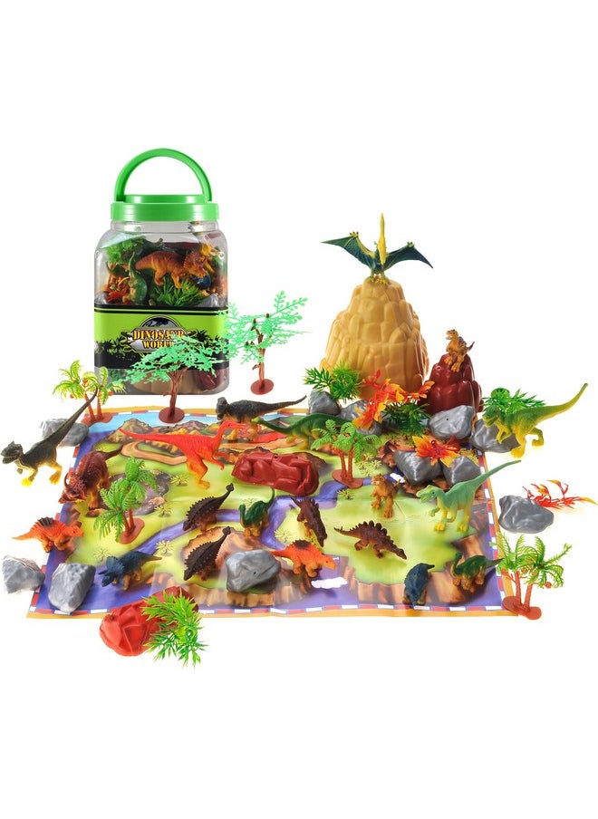 PowerTRC PowerTRC Jurassic Dinosaur Figures Playset with Trees, Rocks, Playmat & Container, Create a Realistic Prehistoric Dino Park, Dinosaur Toys for Kids 3-5, Gift for Boys and Girls 3 4 5 6 7  - Image 1