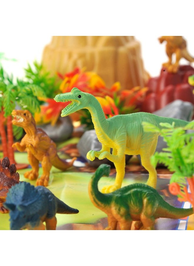 PowerTRC PowerTRC Jurassic Dinosaur Figures Playset with Trees, Rocks, Playmat & Container, Create a Realistic Prehistoric Dino Park, Dinosaur Toys for Kids 3-5, Gift for Boys and Girls 3 4 5 6 7  - Image 4
