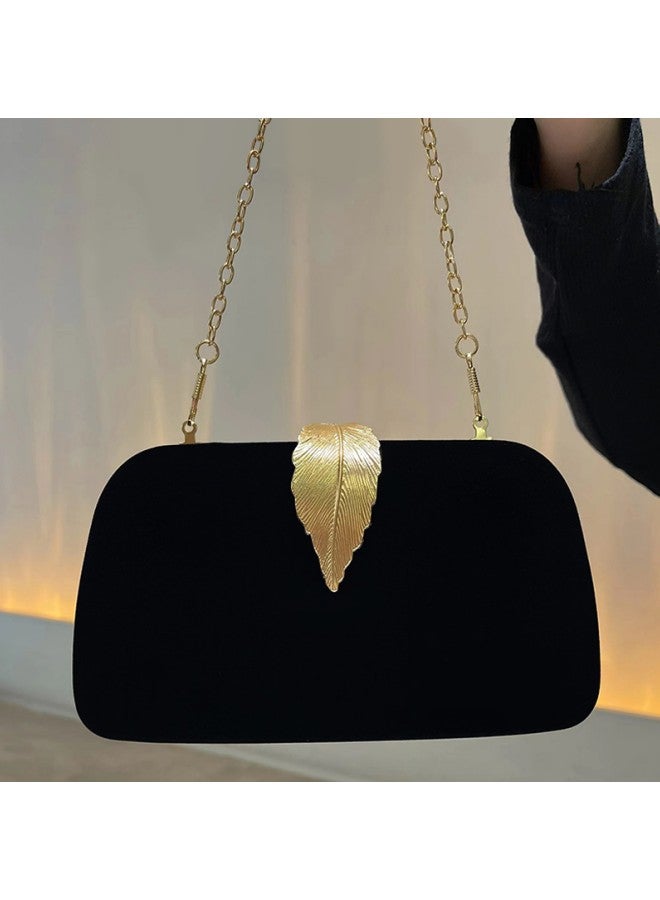 WAOKN Leaf Decoration Solid Color High-end Dinner Party Bag European and American Style Dress Handbag Shoulder Bag  - Image 5