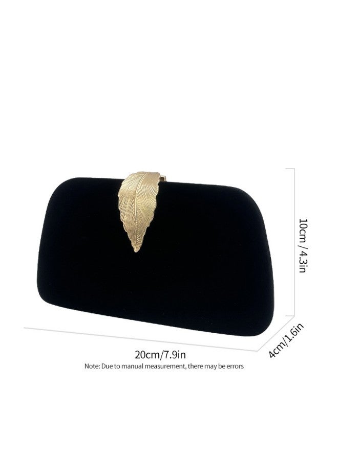 WAOKN Leaf Decoration Solid Color High-end Dinner Party Bag European and American Style Dress Handbag Shoulder Bag  - Image 4