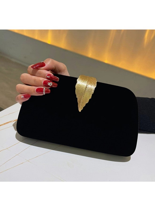 WAOKN Leaf Decoration Solid Color High-end Dinner Party Bag European and American Style Dress Handbag Shoulder Bag  - Image 2