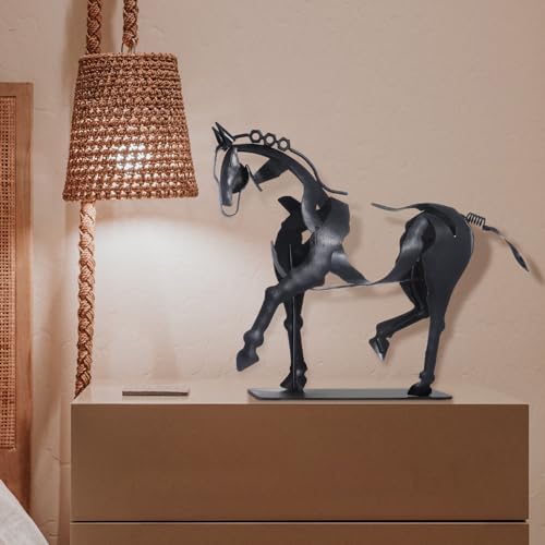 SunBlogs Art Handmade Horse Statue - Hand-Painted Western Décor Artwork - Unique Rustic Metal Horse Sculpture for Home Office - Surprising Horse Gifts for Horse Lovers (Vintage Blue) - Image 2