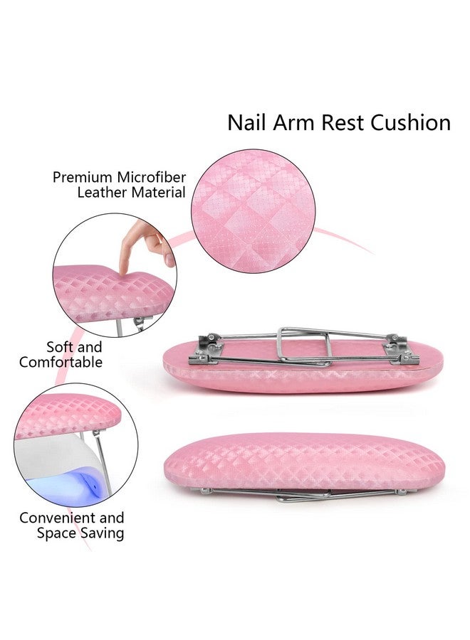 krofaue Nail Arm Rest,Professional Microfiber Leather Nail Hand Rest Stand Arm Rest for Acrylic Nails Cushion Hand Holder with Non-slip - Nail Technician Use Must Have（Pink） - Image 3