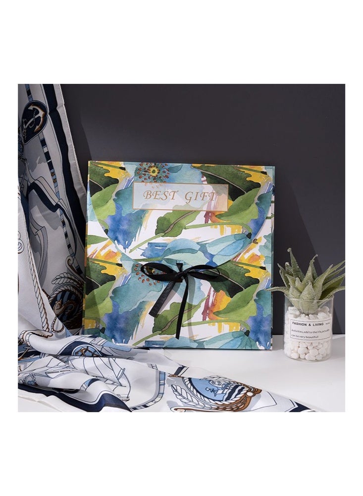 Zeemey Colorful chain pattern silk scarf, fashionable contrast color silk scarf for women, orange, beige, red and other colors splicing, integrating chain, woven pattern and other elements, smooth texture, large size can be used as scarf, shawl, enhance the style of wearing - Image 5