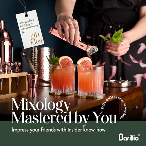 Barillio Rose Gold Bartender Kit - Stainless-Steel Cocktail Shaker Set w/Bamboo Stand - Mixology Bar Tools w/Drink Shaker, Mixer and Muddler for Cocktails - Home Bar Accessories - 23-Pc Bar Set - Image 3