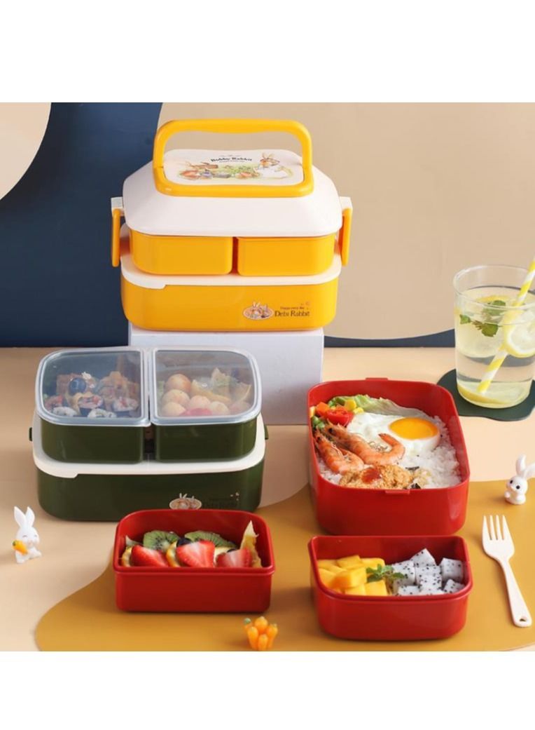 عربست لطيف الأرنب مزدوجة شعرية مربع الغداء للأطفال - Image 5