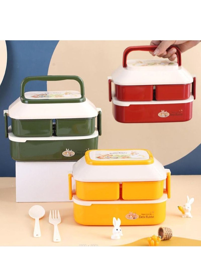 عربست لطيف الأرنب مزدوجة شعرية مربع الغداء للأطفال - Image 4