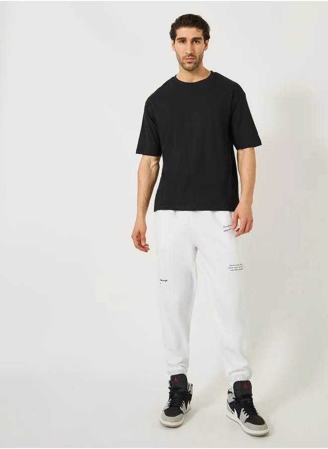 Styli Slogan Print Cotton Rich Fleece Oversized Joggers
