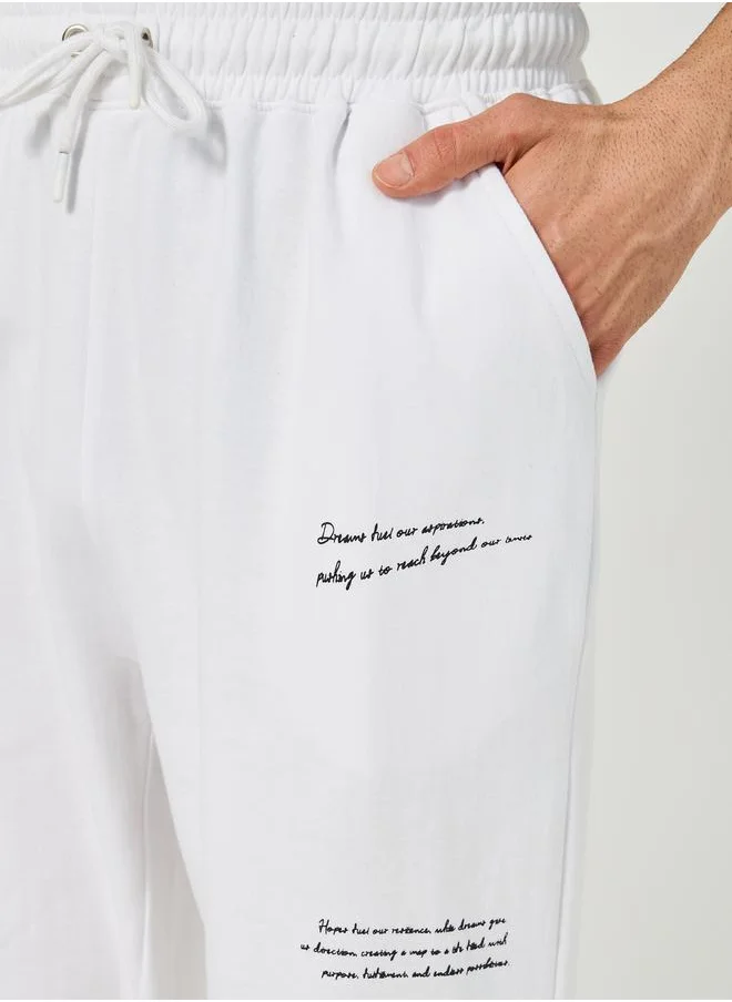 Styli Slogan Print Cotton Rich Fleece Oversized Joggers